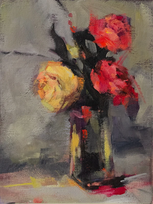 Roses in a Glass Vase<br/> 11 x 14